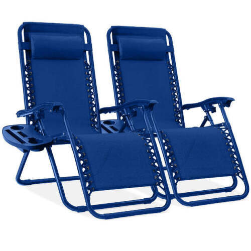 Set of 2 Adjustable Zero Gravity Patio Chair Recliners w/ Cup Holders - Lot 792