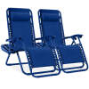 Set of 2 Adjustable Zero Gravity Patio Chair Recliners w/ Cup Holders - Thumbnail 1