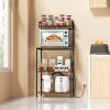 Aetheris Kitchen Bakers Rack with Power Outlet, Small Coffee Bar Cart with 6 Hooks, Freestanding Kitchen Appliance Organizer, Microwave Oven Stand with Storage 4 Tiers, 4 Tiers Coffee Stand - Thumbnail 1