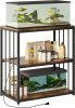 20 Gallon Fish Tank Stand with Power Outlet, Aquarium Stand with Shelf, Metal Reptile Terrarium Tank Stand, 3-Tier Adjustable Storage Shelves - Thumbnail 1