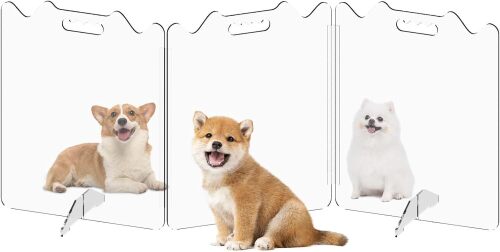 Clear Acrylic Pet Dog Gate: Transparent Foldable Pets Fence for Puppy - Freestanding Dogs Cats Playpen for Doorways - The Safety Barrier of Christmas Tree - Thickened Folding Plastic Gates 3 Panels - Lot 836