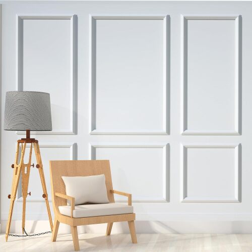 NeatiEase Peel and Stick Wall Molding Kit 6-Frame Premade, Ready-to-Assemble Wall Moulding Panel Frame, Self Adhesive Wainscoting Panels, Accent Molding Trim for Interior Walls Home Decor - Lot 841