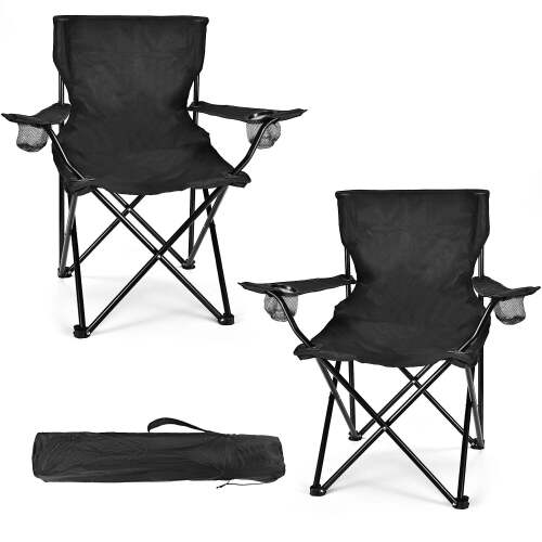 WEIDIORME Camping Chairs, Lightweight and Foldable, Collapsible, Black, 2-Pack - Lot 859