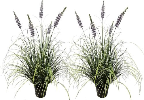 Artificial Lavender Plant 35in (2 Pack) - Tall Faux Indoor Home Decorative Plants & Flowers in Pot, Fake House Plant - Lot 866