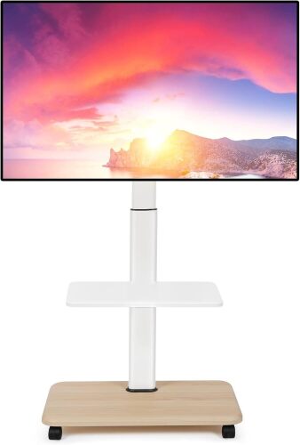 Rolling TV Stand Mobile TV Cart for 32-70 Inch Flat/Curved LED/LCD/OLED Height Adjustable Portable TV Stand on Wheels up to 100lbs Floor TV Mount with Laptop DVD Shelf for Bedroom Outdoor - Lot 885