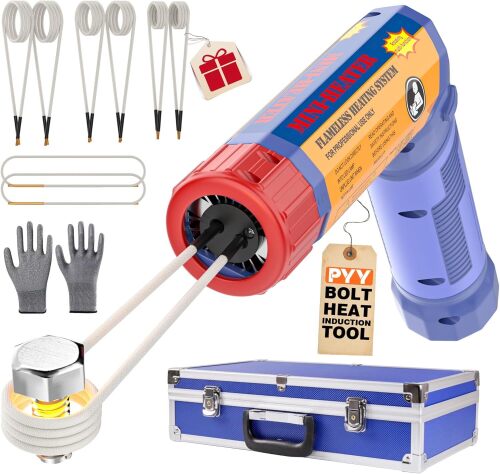 PYY Induction Heater Bolt Removal - Bolt Heat Induction Tool 1200W Magnetic Induction Heater for Removing Nuts, Bolts, Bearings, with Rotatable Handle, 8 Coils, Overheat Protection, Carrier Case - Lot 893