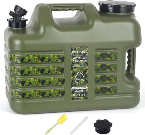 5 Gallon Water Jug with Spigot, Portable Water Tank BPA Free, Leak-Proof Water Containers for Camping Water Storage Containers for Emergency Outdoor Hiking Picnic - Lot 857