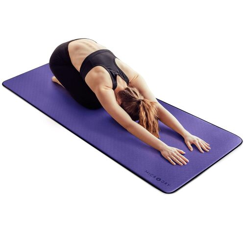 MICRODRY Deluxe Fitness Exercise Yoga Mat for Home & Gym, Extra Thick for High Impact Training, Multi Layered Skid Resistant Surface, Odor Neutralizing with Carrying Strap - Lot 867