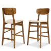 2-Piece Farmhouse Counter Height Bar Stool Set w/ Cushioned Seat, Backrest - Thumbnail 1