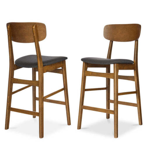 2-Piece Farmhouse Counter Height Bar Stool Set w/ Cushioned Seat, Backrest - Lot 926