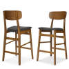 2-Piece Farmhouse Counter Height Bar Stool Set w/ Cushioned Seat, Backrest - Thumbnail 1