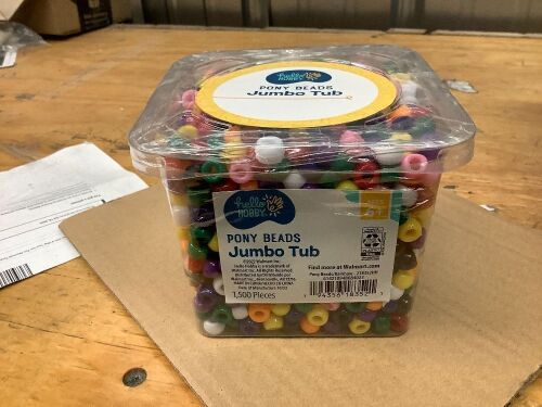 Pony Beads Jumbo Tub Case Pack - 4 Cases, 4 Tubs per Case, 1500 Pieces per Tub - Lot 956