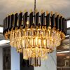 7-Light Modern Crystal Chandelier 20" Dining Room Light Fixtures 4 Tiers Flush Mount Smoke Grey and Gold Chandelier Round Chandeliers for Dining Room Living Room Kitchen Entryway Foyer - Thumbnail 1