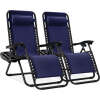 Set of 2 Adjustable Zero Gravity Patio Chair Recliners w/ Cup Holders - Thumbnail 1