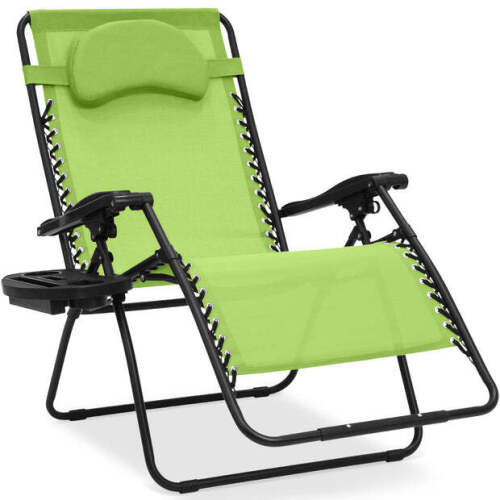 Oversized Reclining Zero Gravity Chair Lounger w/ Cup Holder, Pillow - Lot 1015
