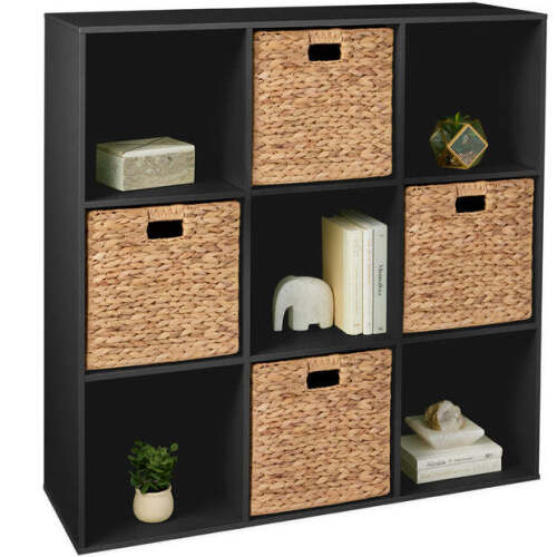 9-Cube Bookshelf, 13.5in Storage Display w/ Removable Panels, Customizable - Lot 1016