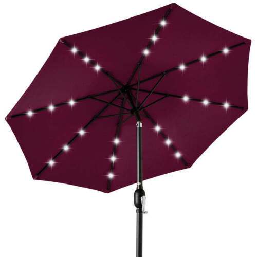 Solar LED Lighted Patio Umbrella w/ Tilt Adjustment, UV-Resistant - 10ft - Lot 1023