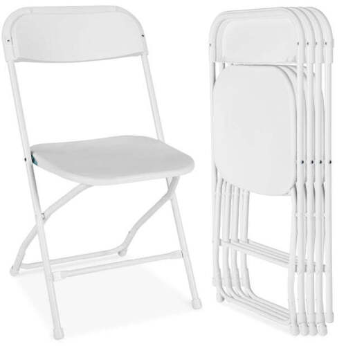 Set of 4 Folding Stacking Plastic Chairs w/ Non-Slip Feet - Lot 909