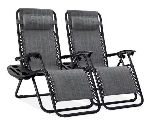 Zero Gravity Reclining Lawn Chair with Cup Holders (2-Pack) - Lot 979