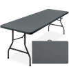Portable Folding Plastic Dining Table w/ Handle, Lock - 8ft - Thumbnail 1