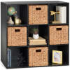 9-Cube Bookshelf Storage Display w/ 3 Removable Panels, Customizable Design - Thumbnail 1