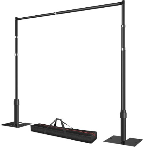 Pipe and Drape Backdrop Stand, 10x10ft Heavy Duty Adjustable Background Frame with Metal Base, Back Drop Holder for Parties Photography Wedding Photoshoot Decoration - Lot 949