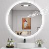 32" LED-Bathroom-Mirror-with-Lights, Wall-Mounted with Bluetooth Speaker, Anti-Fog, 3 Color Temperature, Dimmable Brightness, IP65 Waterproof, Tempered Glass, Frontlit & Backlit, Round - Thumbnail 1
