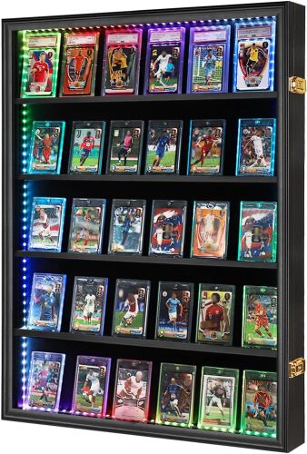 VERANI 35-Card LED Sports Star Card Frame, Lockable Shadow Box with Superior UV Protection, Remote-Controlled Lights for Baseball/Basketball/Football Trading Cards - Lot 959
