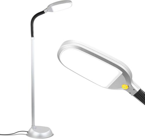 Brightech Litespan Titanium Silver LED Floor Reading Lamp, Energy Efficient, Adjustable Standing, 850-950 Lumens, 12W - Lot 964