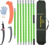 27FT Manual Pole Saw, Tree Branch Trimmer with 8-Section Fiberglass Handle, Sharp Steel Blade, Lightweight Extendable Design for High Branch Trimming, Ideal for Palms and Shrubs - Thumbnail 1