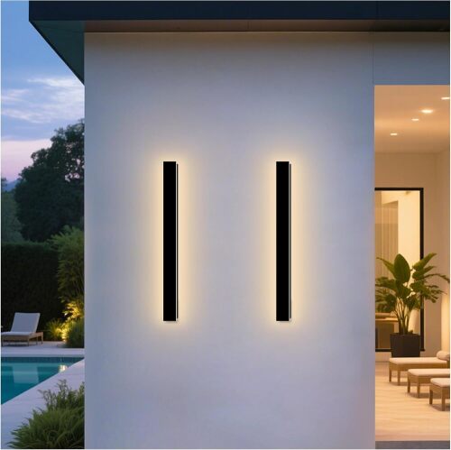 YXJFJH Modern Outdoor Wall Light, 2 Pack 31.5 Inch Long Outdoor Sconce Lights with Junction Box Cover, LED 3000K Exterior Sconce IP65 - Lot 1135