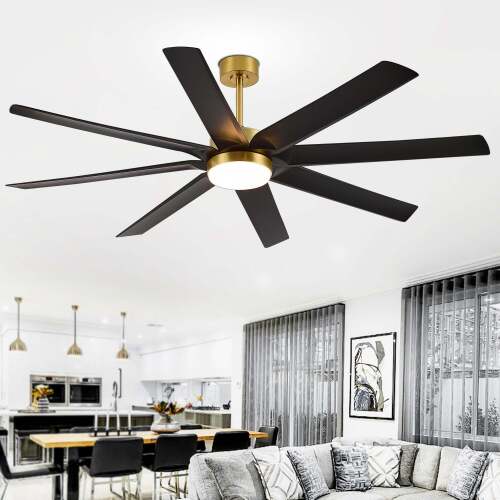 Gold & Black Ceiling Fans with LED Lights, 70 Inch 8-Blade Ceiling Fan Remote Control - Lot 1140