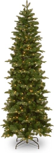 National Tree Company Pre-lit Artificial Christmas Tree | Includes Pre-strung White Lights and Stand | Prescott Pencil Slim - Lot 1160