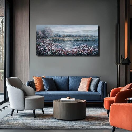 CHUDANHAO Abstract Wall Art for Bedroom White Wall Decor Purple Flower Artwork Landscape Wall Paintings - Lot 1101