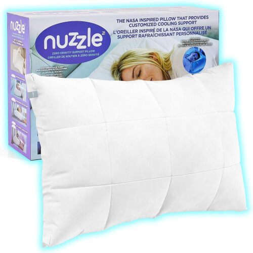 Nuzzle Cooling Adjustable Pillow for Side Sleepers, Luxury Standard Size Bed Pillow Hotel Collection - Best Adjust Height Soft Firm Pillow for Back, Stomach or Side Sleepers - Lot 1151