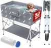 Dog Bath Tub - Free Brush & Towel – Foldable & Portable Dog Washing Station – Lightweight Elevated Design for Indoor & Outdoor Grooming - Thumbnail 1
