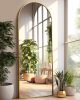 Arched Full Length Mirror, Floor Mirror with Stand, Large Mirror, Wall Mirror Full Length, Gold Floor Length Mirror - Thumbnail 1