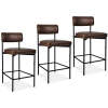 Set of 3 Armless Counter Height Bar Stools, Modern PU Faux Leather Stools - Thumbnail 1