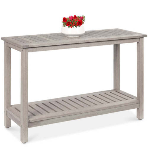 2-Shelf Wooden Console Table Storage Organizer w/ Natural Finish - 48in - Lot 1048