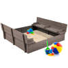 Kids Cedar Sandbox w/ Sand Screen, 2 Benches - 47x47in - Thumbnail 1