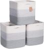 NaturalCozy Storage Cubes 11 Inch Cotton Rope Woven Baskets for Organizing, 3-Pack | Cube Storage Bin | Square Storage Baskets for Shelves Organizer, Classroom, Kids Toy Bins, Closet, Baby Nursery - Thumbnail 1