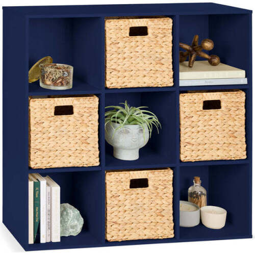 9-Cube Bookshelf Storage Display w/ 3 Removable Panels, Customizable Design - Lot 1133