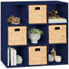 9-Cube Bookshelf Storage Display w/ 3 Removable Panels, Customizable Design - Thumbnail 1