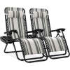 Set of 2 Adjustable Zero Gravity Patio Chair Recliners w/ Cup Holders - Thumbnail 1