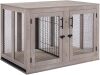 unipaws 46.7" Extra Large Dog Crate Furniture with Divider for 2 Dogs, Wooden Dog Kennel for XLarge Breed, XL Wood Dog Cage, End Table Crate with Tray, for Dogs Up to 90 lbs - Thumbnail 1