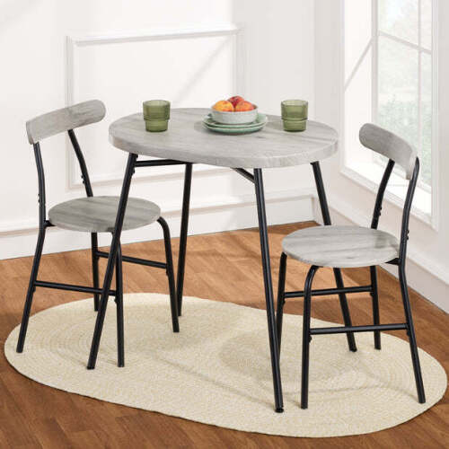 3-Piece Oval Dining Table Set, Small Kitchen Set w/ 2 Chairs - Lot 1118