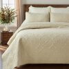 Brandream Luxury Quilt Bedding Set Queen Size Quilt Set Cotton Beige 3 Piece Medallion Matelasse Coverlet Set - Thumbnail 1