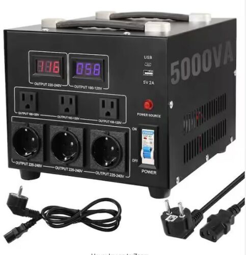 VEVOR 5000-Watt Heavy Duty Step Up/Down Transformer Convert from 110-Volt to 220-Volt - Lot 96JF
