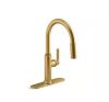 KOHLER Revolv Single Handle Pull Down Sprayer Kitchen Faucet in Vibrant Brushed Moderne Brass - Thumbnail 1