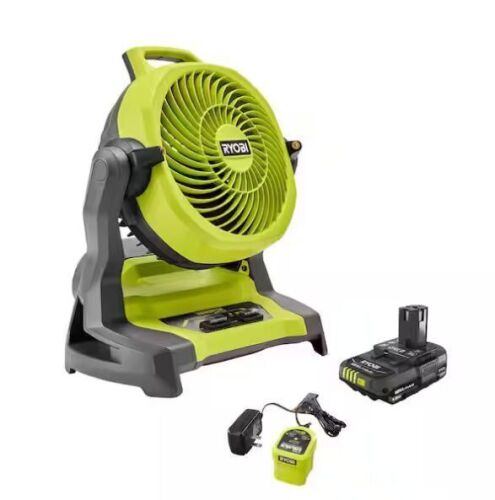 RYOBI ONE+ 18V Cordless 7-1/2 in. Bucket Top Misting Fan Kit with 1.5 Ah Battery and Charger - Lot 125JF